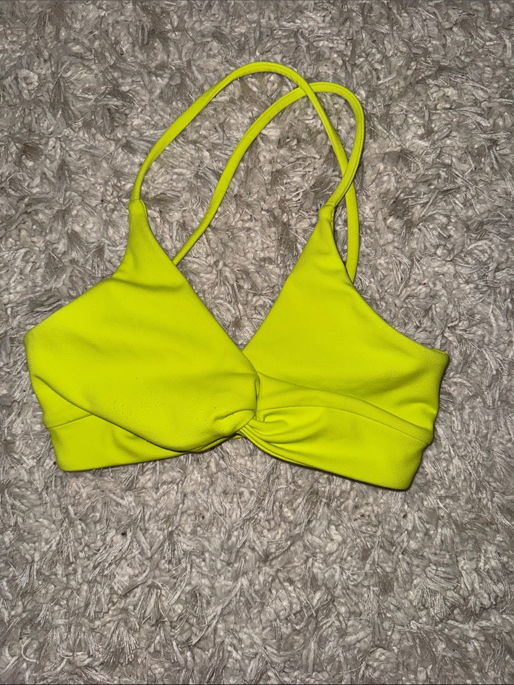 P'tula Neon Lime Twist-Front Bikini Top